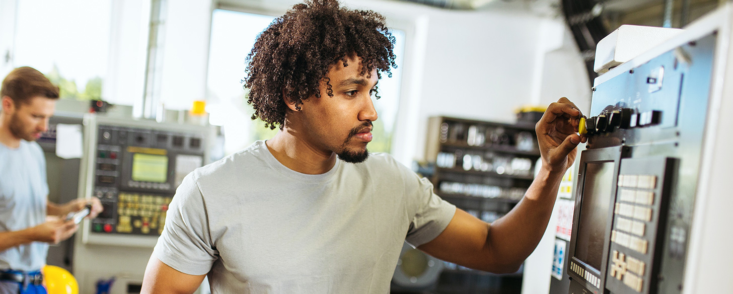 Employee using PLC
