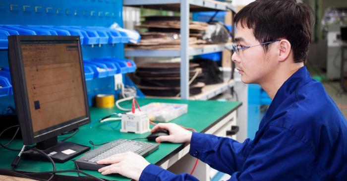 Man working on a computer