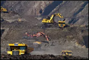 Mining equipment at a work site