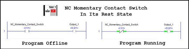 NC Momentary Contact Switch in reset state