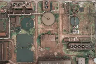 Aerial view Recycling-water-sewage-treatment-plant
